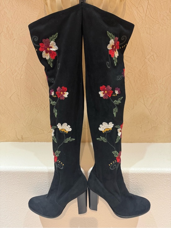 Sam Edelman Shoes - Sam Edelman Vena Black
Floral Embroidered Suede
Over The Knee Boots